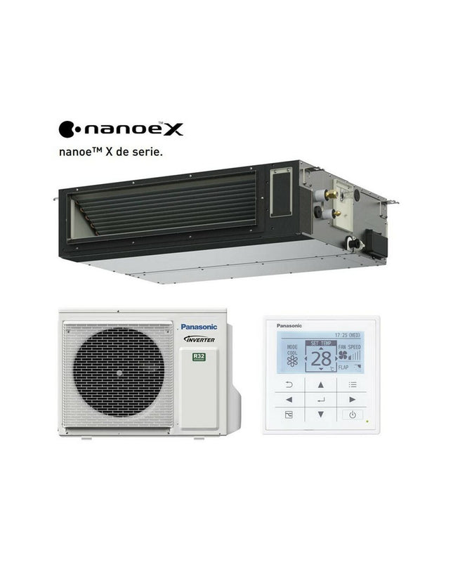 Panasonic portable air conditioner KIT60PF3Z25 R32 with digital display and vents, energy-efficient A++/A++ cooling unit.