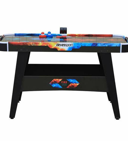 BigBuy Fun Hockeytafel Fire & Ice LED lights, 146 x 71 x 82 cm, with colorful LED accents and hockey game accessories.