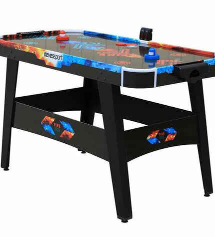 BigBuy Fun Fire & Ice LED hockey table with illuminated playing surface, measuring 146x71x82 cm, for indoor game fun.