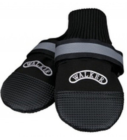 Black Trixie Walker Care Comfort dog shoes with Velcro straps, designed for pet comfort and protection.
