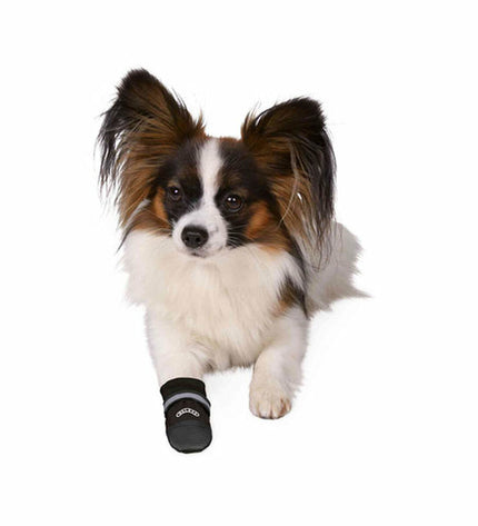 Black Trixie Walker Care Comfort dog shoes for medium-sized dogs, with soft straps and durable soles.