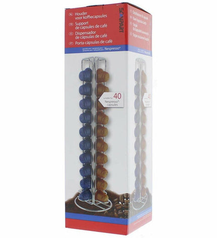 Elka Pieterman coffee capsule holder for 40 Nespresso pods, kitchen storage for coffee and tea accessories.