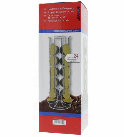 Elka Pieterman 24-koffiecapsule holder for Dolce Gusto coffee capsules, black plastic kitchen organizer for coffee storage.