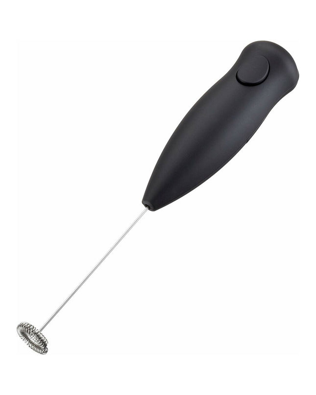 Elka Pieterman Mini-Opklopper en Schuimer in zwart en grijs, klein elektrisch apparaat voor huis en koken, close-up of side view