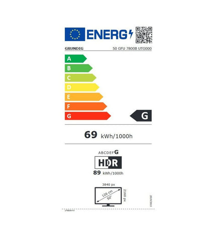 Grundig Vision 7 50-inch 4K Ultra HD LED smart TV showing a vibrant home entertainment scene with sleek black design