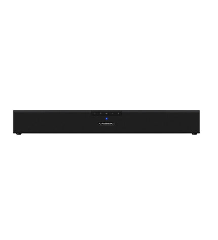 Grundig GSB900 soundbar for audio and hi-fi, showing sleek black design with control buttons and connecting ports.