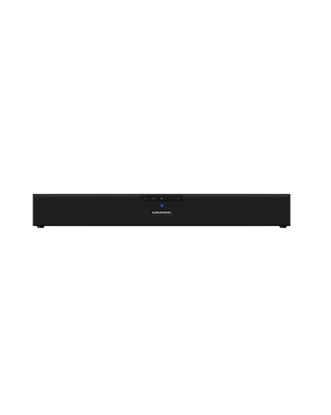 Grundig GSB900 soundbar for audio and hi-fi, showing sleek black design with control buttons and connecting ports.