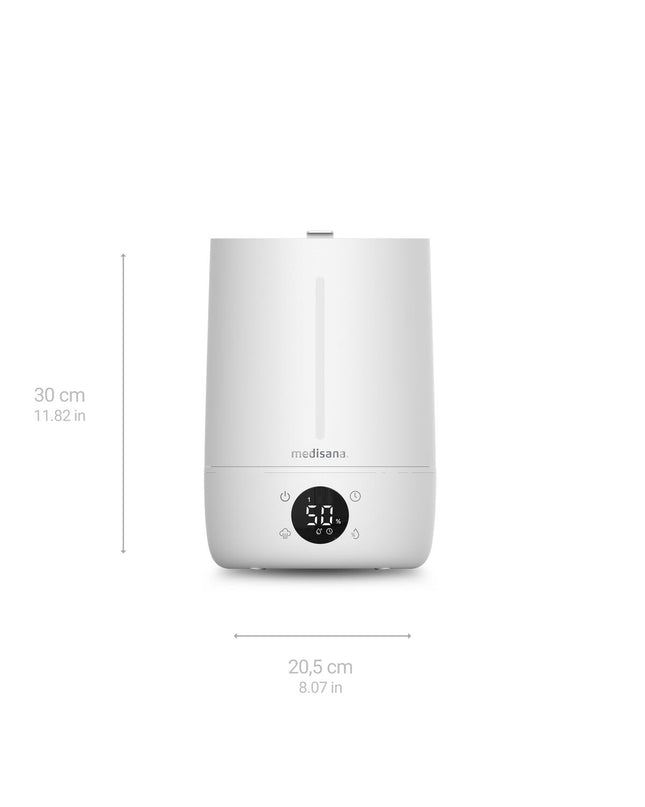 Medisana AH663 air humidifier with 4.5L capacity and 30W power, designed for home and portable cooling.