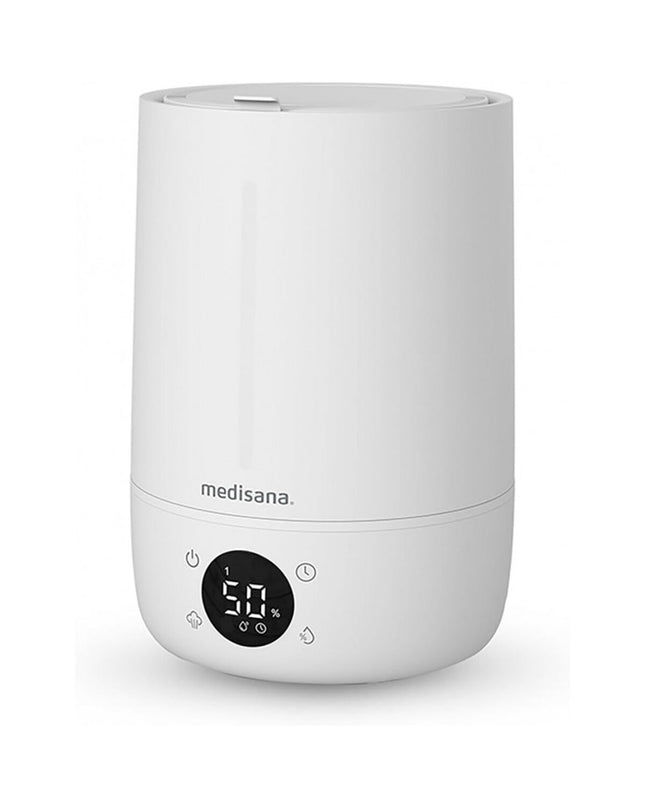 Medisana AH663 portable air humidifier with 4.5L water capacity and 30W power, designed for home and kitchen use.