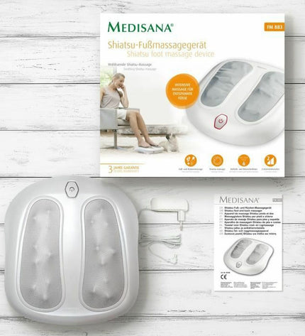 Medisana FM 883 foot massager with control buttons, designed for health and personal care, in a neutral setting