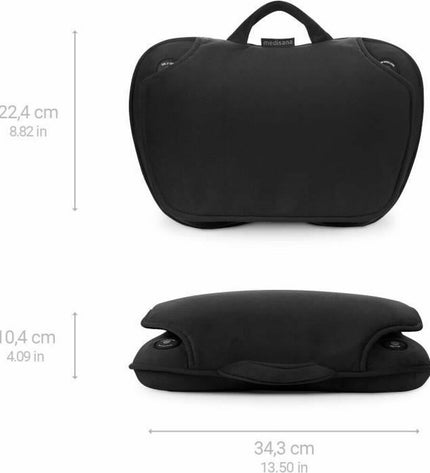 Medisana MC 850 black foot massager for health and personal care, showing the device with foot rollers and control panel.