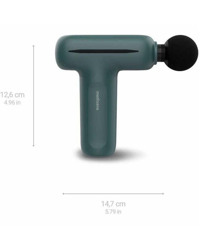 Medisana MG 200 massage gun for relaxation and muscle recovery, showing ergonomic design and attachment head.
