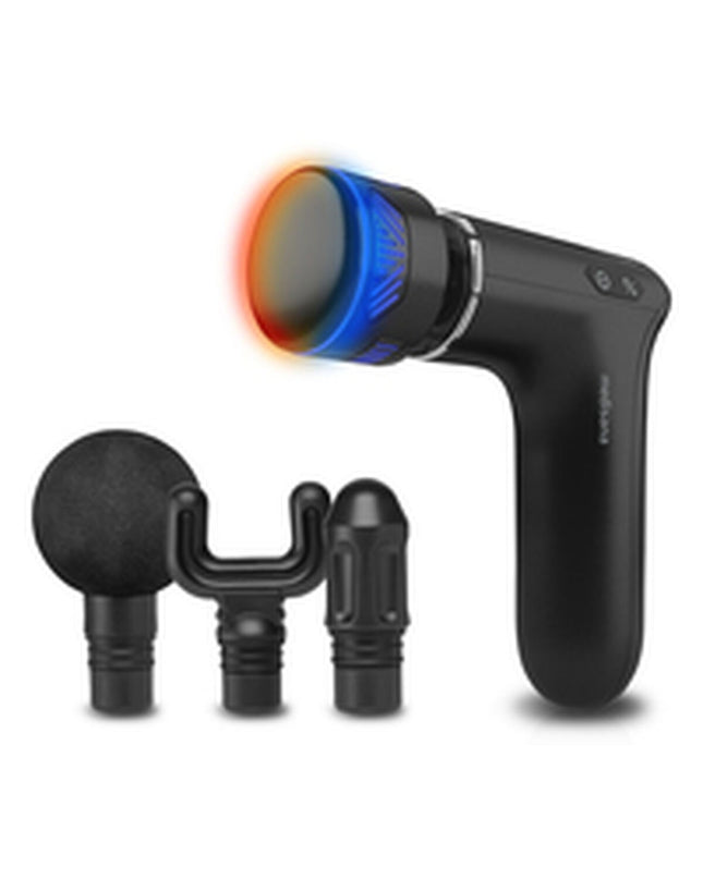 Medisana 88999 massage gun for muscles in a hand, showing ergonomic design and massage heads for muscle relief.