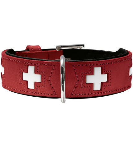 Hunter Swiss Rood/Zwart dog collar for medium-sized dogs, adjustable 41-49 cm, with red and black design.