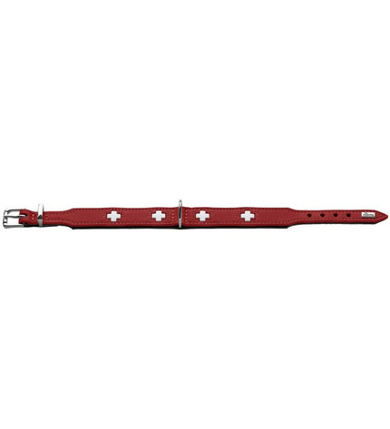 Hunter Swiss red and black dog collar for medium-sized dogs, adjustable 35-43 cm, with durable design and stylish appearance.