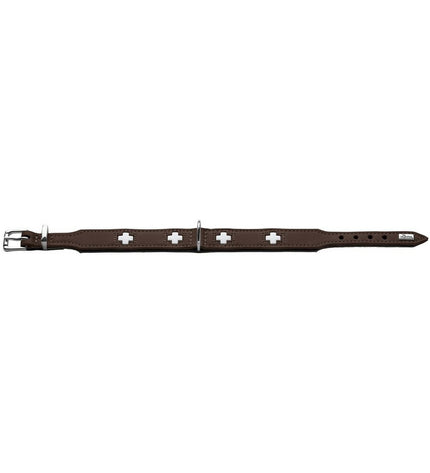 Hunter Swiss dog collar in black, adjustable 30-34.5 cm, with durable nylon strap and metal buckle for medium-sized dogs.