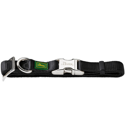 Hunter Alu-Strong black dog collar for medium-sized dogs, 40-55 cm, durable and stylish dog accessory.
