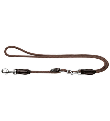 Hunter FREESTYLE dog leash in brown, 200 cm long, showing the durable nylon material and metal clasp for secure attachment.
