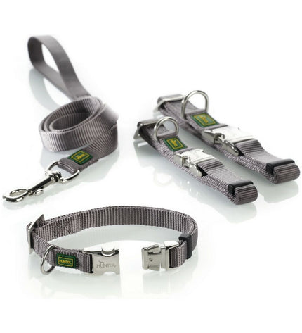 Hunter grey dog leash, 100 cm length, durable nylon material with metal clasp, suitable for walking and training dogs.