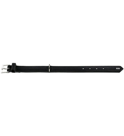 Black Hunter Softie dog collar with a soft, padded design, adjustable for sizes 36-44 cm, shown on a dog.