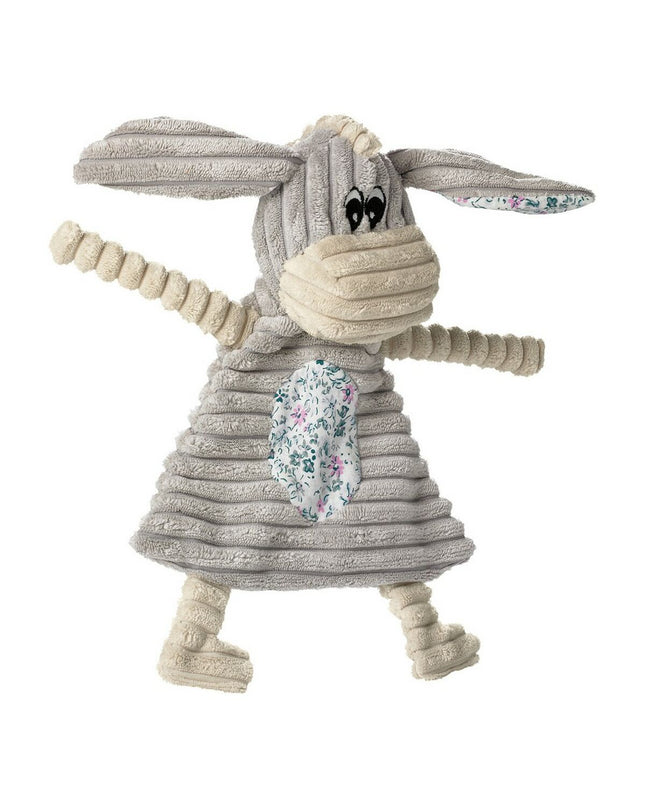 Hunter Huggly gray cotton dog plush toy in the shape of a cute donkey for dogs.