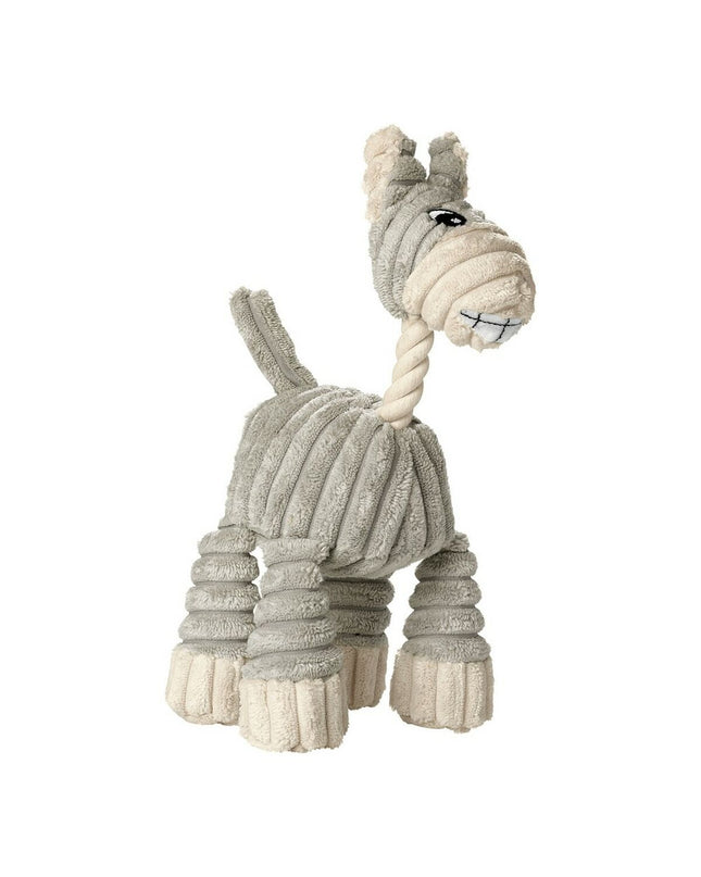 Hunter Huggly Zoo grijze honden knuffel met ezel design, gemaakt van katoen, geschikt als dierproduct voor honden.