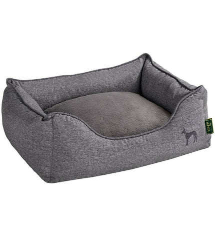 Hunter Boston grey dog bed, 60x50 cm, soft fabric, designed for comfort and support for small to medium-sized dogs.