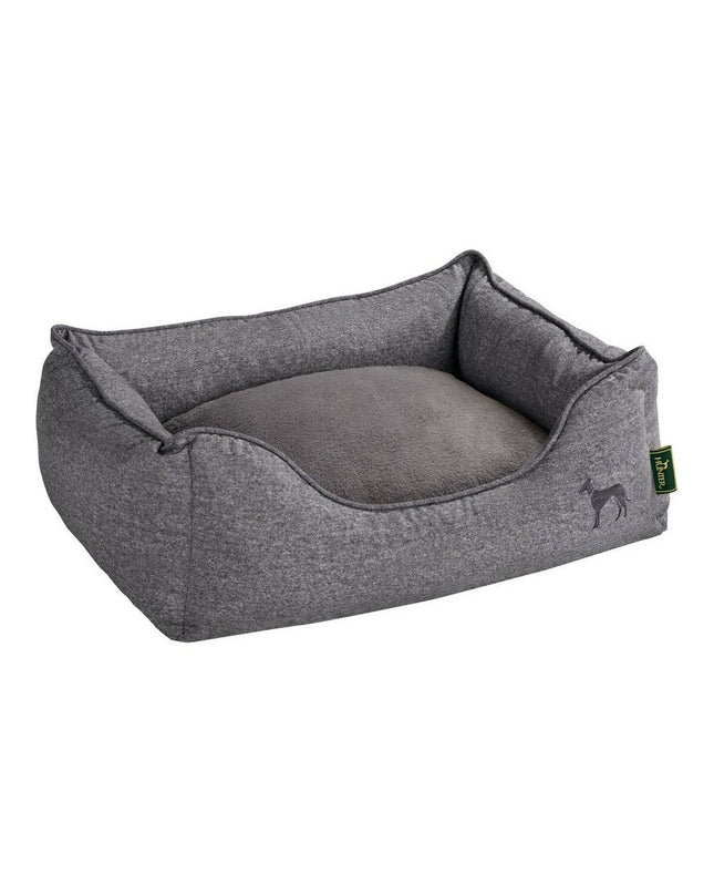 Hunter Boston grey dog bed, 60x50 cm, soft fabric, designed for comfort and support for small to medium-sized dogs.