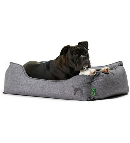Hunter Boston dog bed in gray, 60x50 cm, soft fabric with raised edges for comfort and support.