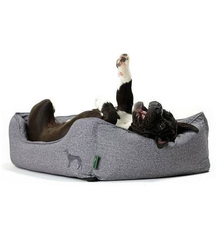 Hunter Boston dog bed in gray, 60x50 cm, plush fabric with raised edges for comfort and support for your dog.