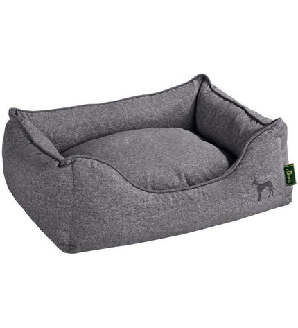 Hunter Boston dog bed in grey, 80x60 cm, plush fabric, rectangular shape, suitable for medium-sized dogs.