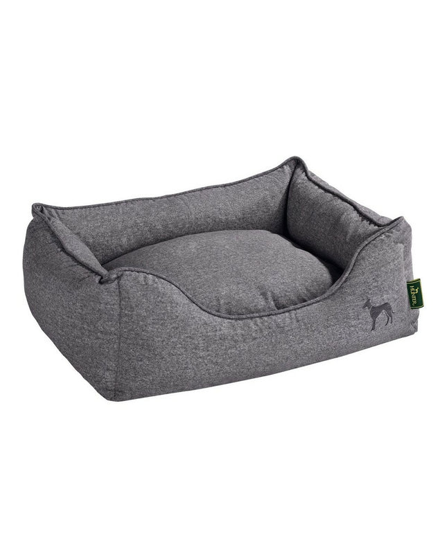 Hunter Boston dog bed in grey, 80x60 cm, plush fabric, rectangular shape, suitable for medium-sized dogs.