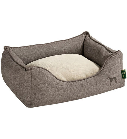 Hunter Boston dog bed in brown, 60x50 cm, soft fabric with raised edges for comfort and support.