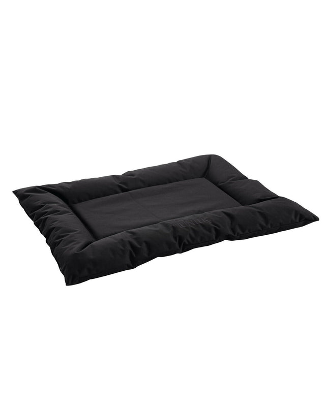 Black Hunter dog bed in 80x60 cm with soft fabric and cushioned sides, designed for comfort and support.