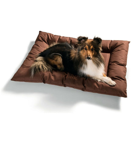 Hunter GENT brown dog bed in 80x60 cm, plush and comfortable for pets, with a sturdy frame and soft fabric interior.