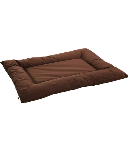 Brown Hunter antibacterial dog bed in 100x70 cm with plush fabric and raised edges, designed for comfort and hygiene.