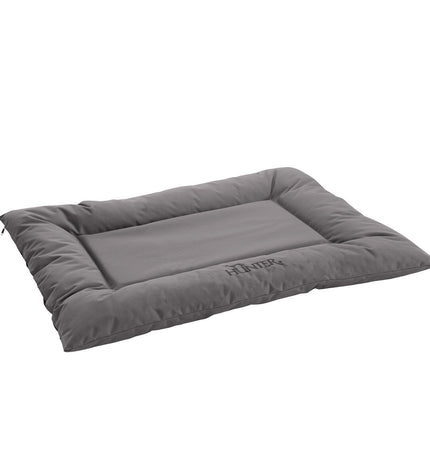 Hunter gray dog bed in 80x60 cm with soft fabric and cushioned sides, ideal for small to medium-sized dogs.