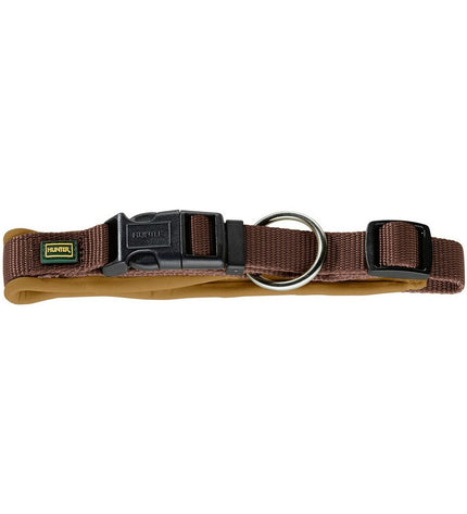 Hunter Neopren Vario dog collar in brown, size 40-45 cm, with adjustable strap and padded neoprene material for comfort.
