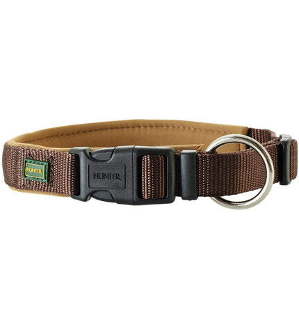 Hunter Neopren Vario dog collar in brown with adjustable strap, suitable for dogs 45-50 cm neck size.