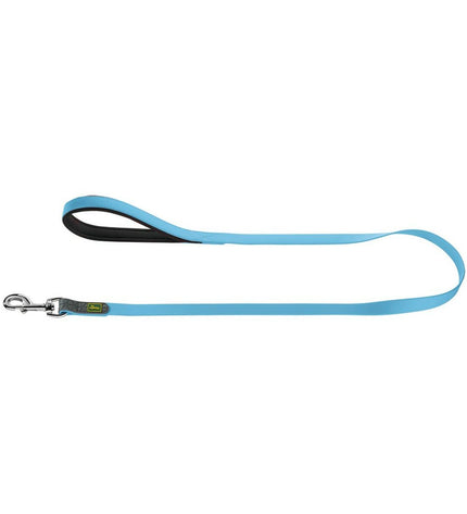 Hunter Convenience turquoise dog leash, 120cm long, sturdy nylon material, with metal clasp for secure attachment.