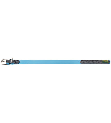 Hunter Convenience turquoise dog collar with adjustable strap and metal buckle for comfortable fitting.