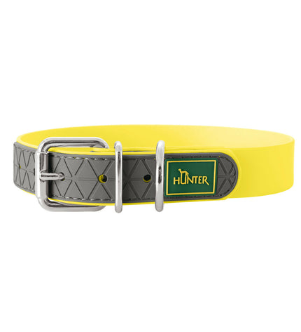 Hunter Convenience dog collar in yellow, L/XL size for dogs, with adjustable strap and durable design.