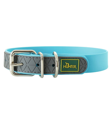 Hunter Convenience dog collar in turquoise, L/XL size, adjustable for dogs 53-61 cm, featuring a durable design.
