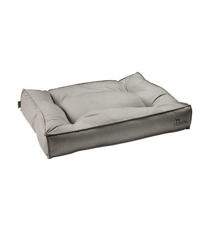 Gray Hunter Lancaster dog bed in 80x60 cm with plush fabric and raised edges, ideal for small to medium-sized dogs.