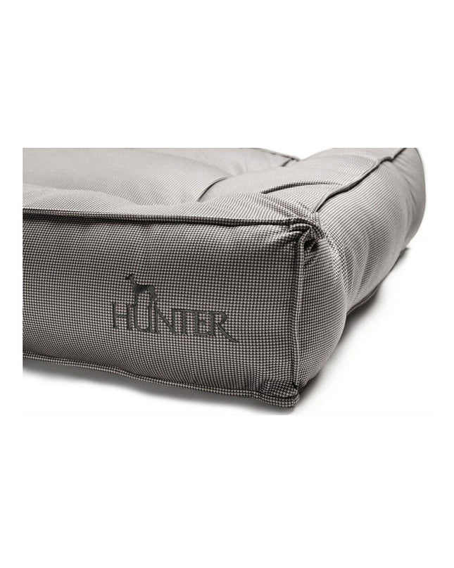Hunter Lancaster grijze hondenbed 80x60 cm with plush fabric and cushioned sides for comfort and support.