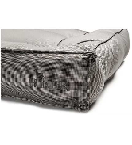 Hunter Lancaster gray dog bed, 100x70 cm, plush fabric with raised edges for comfort and support, suitable for medium-sized dogs.