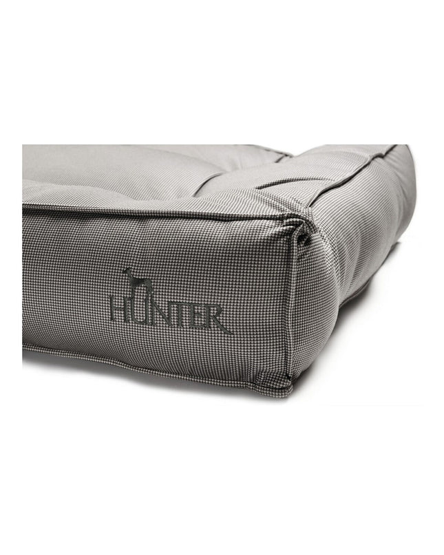 Hunter Lancaster gray dog bed, 100x70 cm, plush fabric with raised edges for comfort and support, suitable for medium-sized dogs.