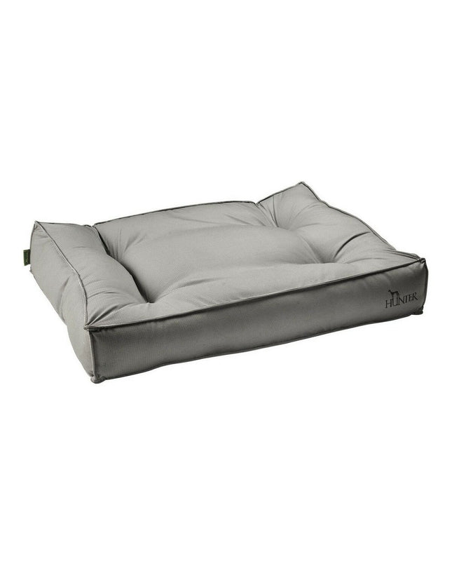 Hunter Lancaster gray dog bed in 120x90 cm with soft fabric and supportive cushioning for comfortable pet rest.
