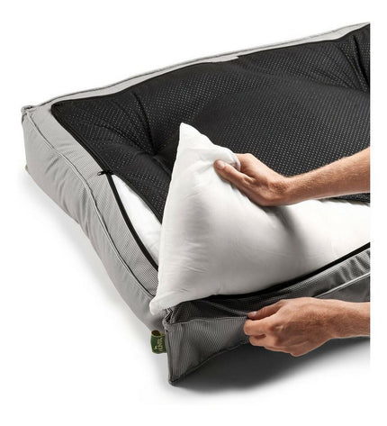 Hunter Lancaster hondenbed in grijs, 120x90 cm, soft fabric with raised edges for comfort and support for dogs.