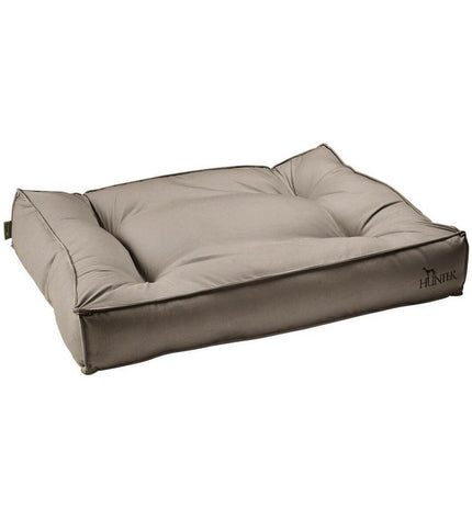 Hunter Lancaster brown dog bed, 80x60 cm, with soft fabric and cushioned sides, designed for comfort and support.
